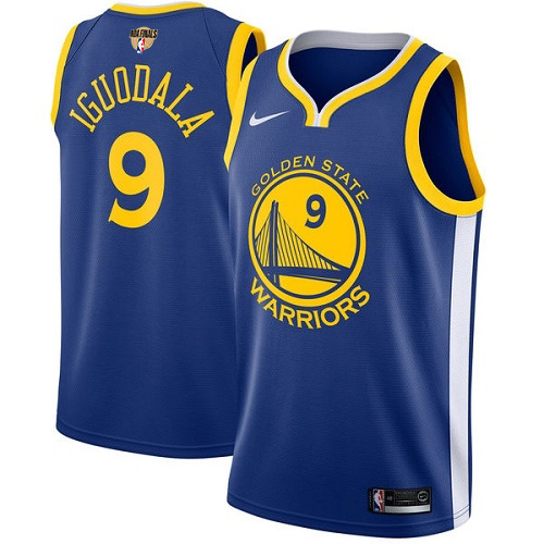 Nike Warriors #9 Andre Iguodala Blue The Finals Patch NBA Swingman Icon Edition Jersey