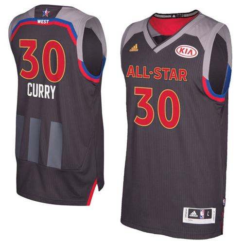 Warriors #30 Stephen Curry Charcoal 2017 All-Star Stitched NBA Jersey