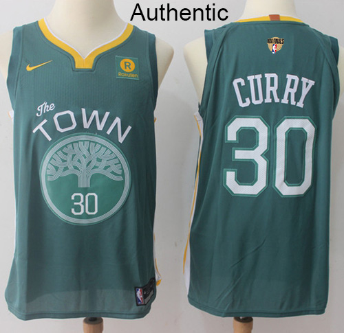 Nike Warriors #30 Stephen Curry Green The Finals Patch NBA Authentic Jersey