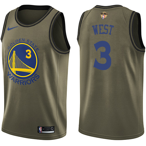 Nike Warriors #3 David West Green Salute to Service The Finals Patch NBA Swingman Jersey