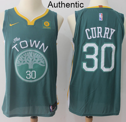 Nike Warriors #30 Stephen Curry Green NBA Authentic Jersey