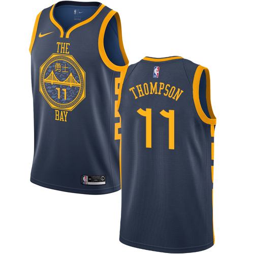 Nike Warriors #11 Klay Thompson Navy NBA Swingman City Edition 2018/19 Jersey