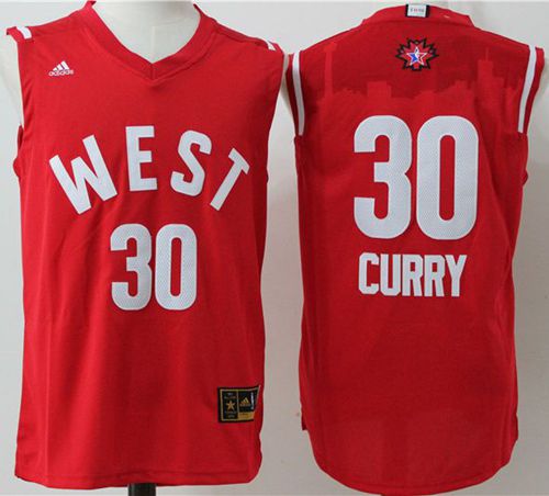 Warriors #30 Stephen Curry Red 2016 All-Star Stitched NBA Jersey