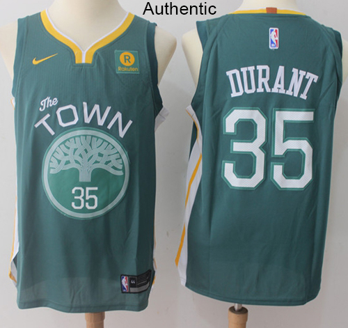 Nike Warriors #35 Kevin Durant Green NBA Authentic Jersey