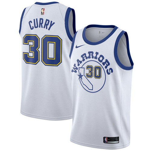 Nike Warriors #30 Stephen Curry White Throwback NBA Swingman Hardwood Classics Jersey