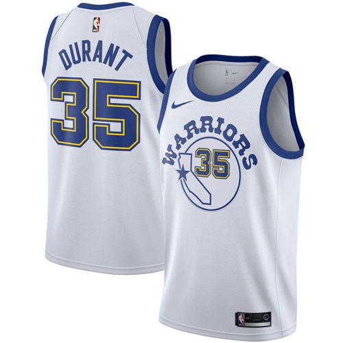 Nike Warriors #35 Kevin Durant White Throwback NBA Swingman Hardwood Classics Jersey