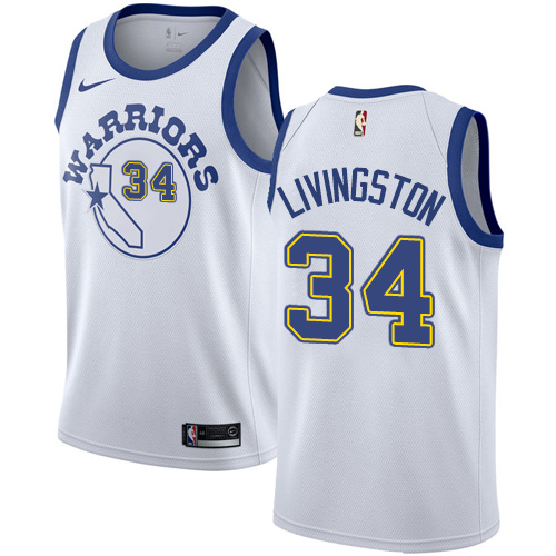 Nike Warriors #34 Shaun Livingston White Throwback NBA Swingman Hardwood Classics Jersey