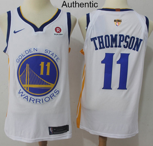 Nike Warriors #11 Klay Thompson White The Finals Patch The Finals Patch NBA Authentic Association Edition Jersey