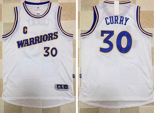 Warriors #30 Stephen Curry White New Throwback Stitched NBA Jersey