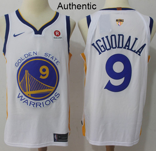 Nike Warriors #9 Andre Iguodala White The Finals Patch NBA Authentic Association Edition Jersey