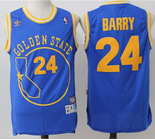 Warriors #24 Rick Barry Blue Throwback Golden State Stitched NBA Jersey