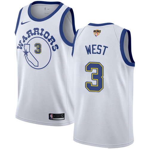 Nike Warriors #3 David West White Throwback The Finals Patch NBA Swingman Hardwood Classics Jersey