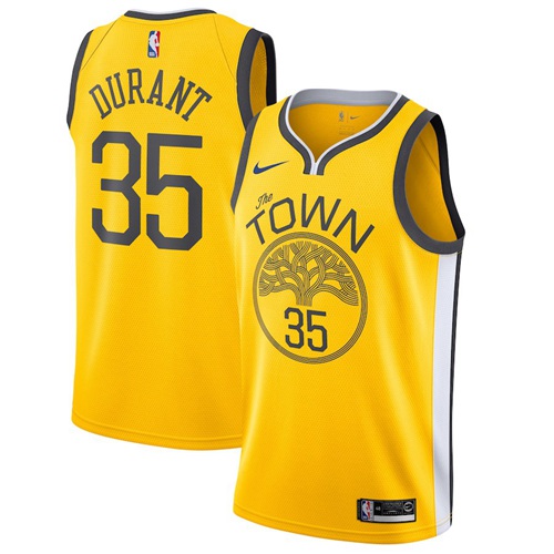 Warriors #35 Kevin Durant Gold Basketball Swingman Earned Edition Jersey