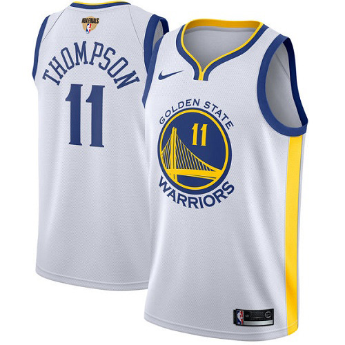 Nike Warriors #11 Klay Thompson White The Finals Patch NBA Swingman Association Edition Jersey