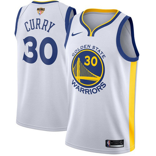 Nike Warriors #30 Stephen Curry White The Finals Patch NBA Swingman Association Edition Jersey