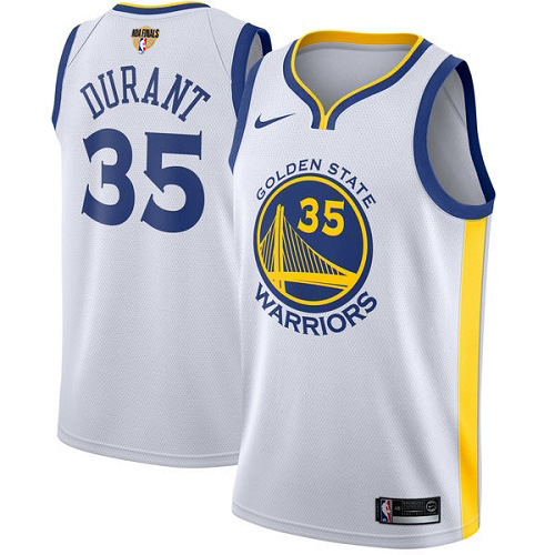 Nike Warriors #35 Kevin Durant White The Finals Patch NBA Swingman Association Edition Jersey