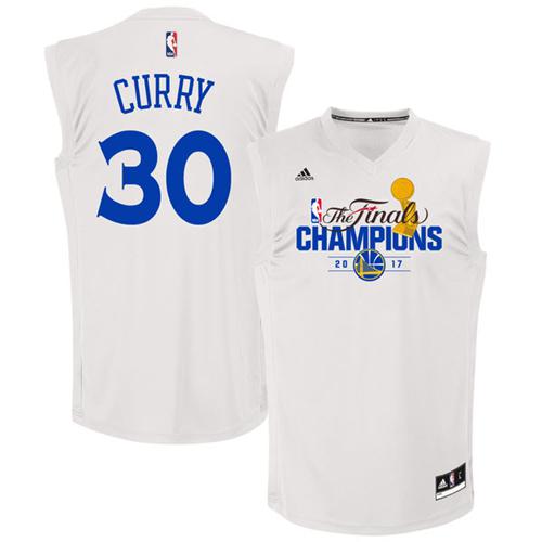 Warriors #30 Stephen Curry White 2017 NBA Finals Champions Stitched NBA Jersey