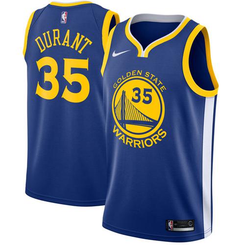 Nike Warriors #35 Kevin Durant Blue NBA Swingman Icon Edition Jersey