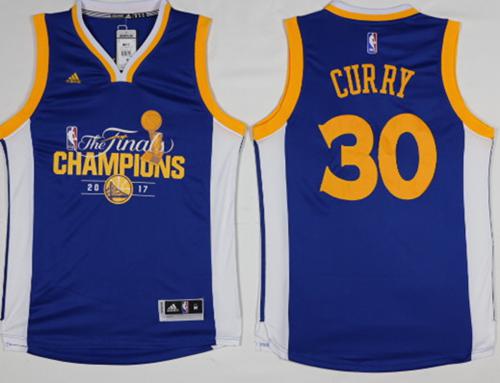 Warriors #30 Stephen Curry Blue 2017 NBA Finals Champions Stitched NBA Jersey