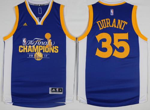 Warriors #35 Kevin Durant Blue 2017 NBA Finals Champions Stitched NBA Jersey