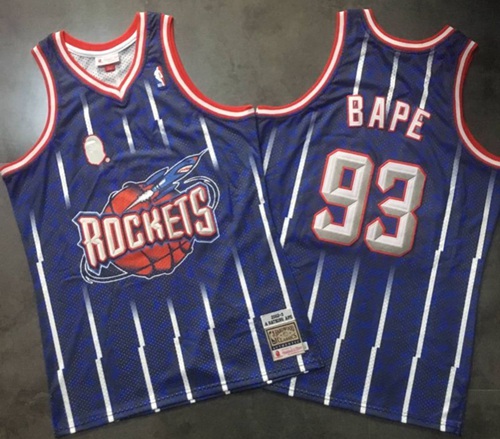 A Bathing Ape Rockets #93 Bape Navy Stitched Basketball Jersey