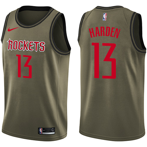 Nike Rockets #13 James Harden Green Salute to Service NBA Swingman Jersey