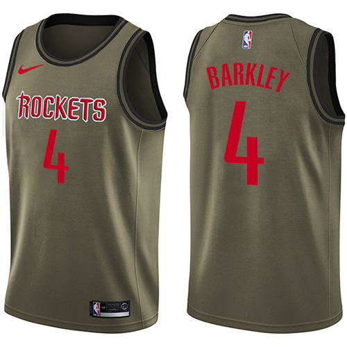 Nike Rockets #4 Charles Barkley Green Salute to Service NBA Swingman Jersey