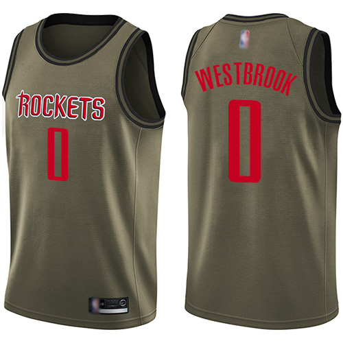 Rockets #0 Russell Westbrook Green Salute to Service Basketball Swingman Jersey