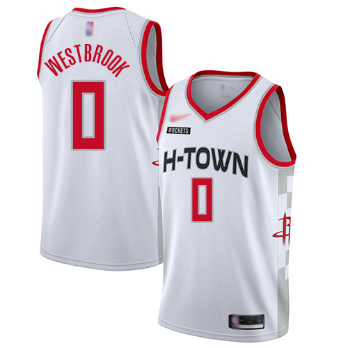 Rockets #0 Russell Westbrook White Basketball Swingman City Edition 2019/20 Jersey