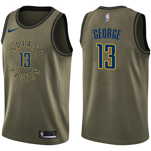 Nike Pacers #13 Paul George Green Salute to Service NBA Swingman Jersey