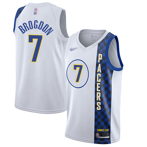 Pacers #7 Malcolm Brogdon White Basketball Swingman City Edition 2019/20 Jersey