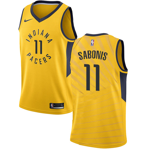 Nike Pacers #11 Domantas Sabonis Gold NBA Swingman Statement Edition Jersey