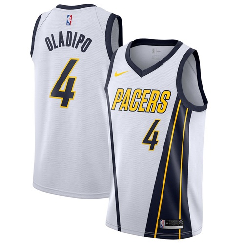 Pacers #4 Victor Oladipo White Basketball Swingman Earned Edition Jersey