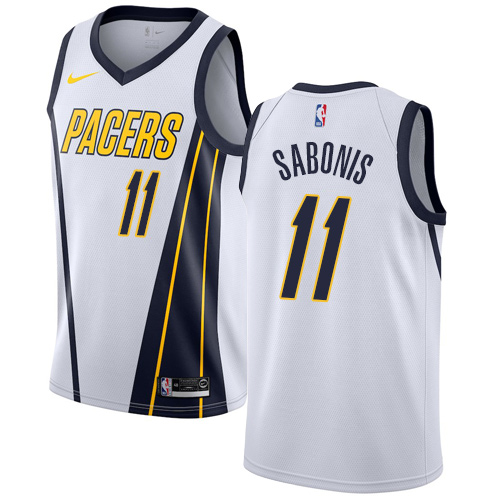 Pacers #11 Domantas Sabonis White Basketball Swingman Earned Edition Jersey