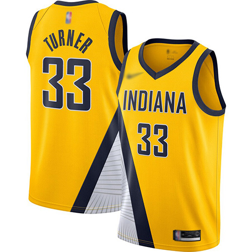 Pacers #33 Myles Turner Gold Basketball Swingman Statement Edition 2019/2020 Jersey