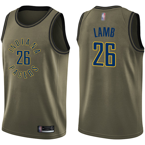 Pacers #26 Jeremy Lamb Green Basketball Swingman Salute to Service Jersey