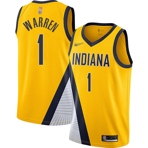 Pacers #1 T.J. Warren Gold Basketball Swingman Statement Edition 2019/2020 Jersey