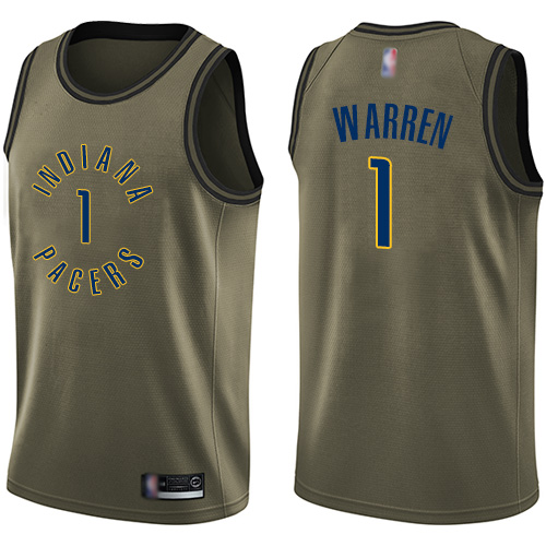 Pacers #1 T.J. Warren Green Basketball Swingman Salute to Service Jersey