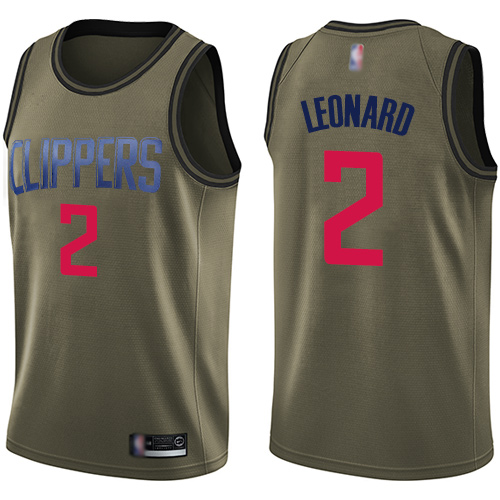 Clippers #2 Kawhi Leonard Green Basketball Swingman Salute to Service Jersey