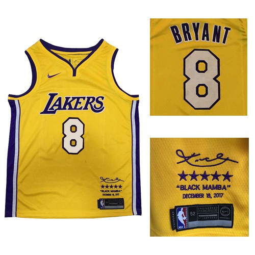 Nike Lakers #8 Kobe Bryant Gold NBA Swingman "Black Mamba" December 18. 2017 Jersey