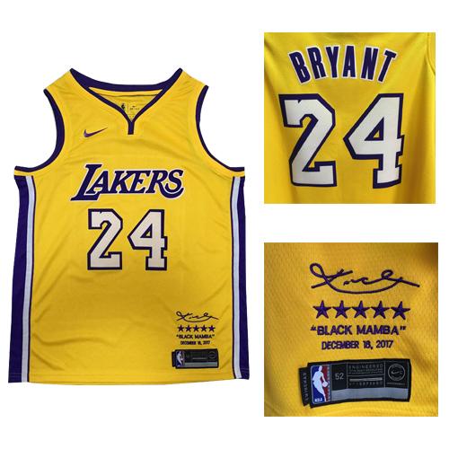 Nike Lakers #24 Kobe Bryant Gold NBA Swingman "Black Mamba" December 18. 2017 Jersey