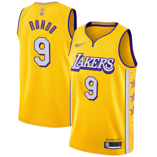 Lakers #9 Rajon Rondo Gold Basketball Swingman City Edition 2019/20 Jersey