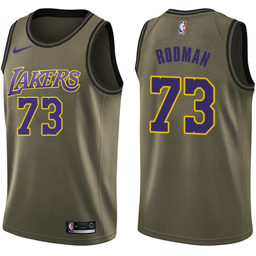 Nike Lakers #73 Dennis Rodman Green Salute to Service NBA Swingman Jersey