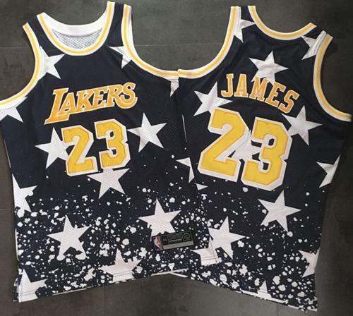 Lakers #23 LeBron James Navy Throwback 1997 4th of July Stitched NBA Jersey