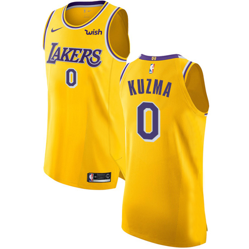 Nike Lakers #0 Kyle Kuzma Gold NBA Authentic Icon Edition Jersey