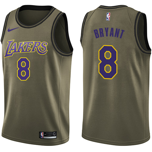 Nike Lakers #8 Kobe Bryant Green Salute to Service NBA Swingman Jersey