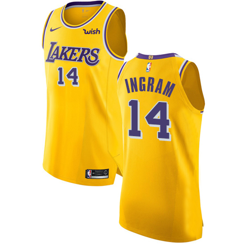 Nike Lakers #14 Brandon Ingram Gold NBA Authentic Icon Edition Jersey