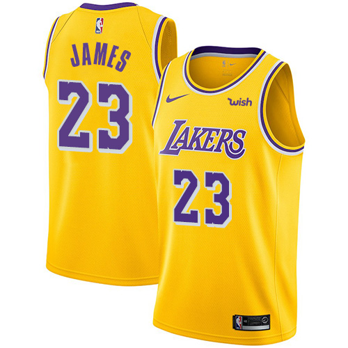 Nike Lakers #23 LeBron James Gold NBA Swingman Icon Edition Jersey