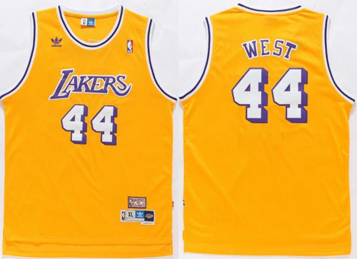 Lakers #44 Jerry West Gold Throwback Stitched NBA Jersey - Click Image to Close