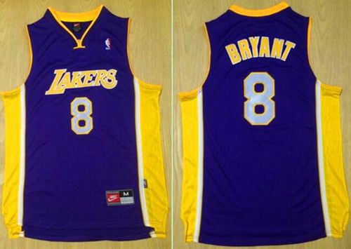 Lakers #8 Kobe Bryant Purple Nike Throwback Stitched NBA Jersey - Click Image to Close